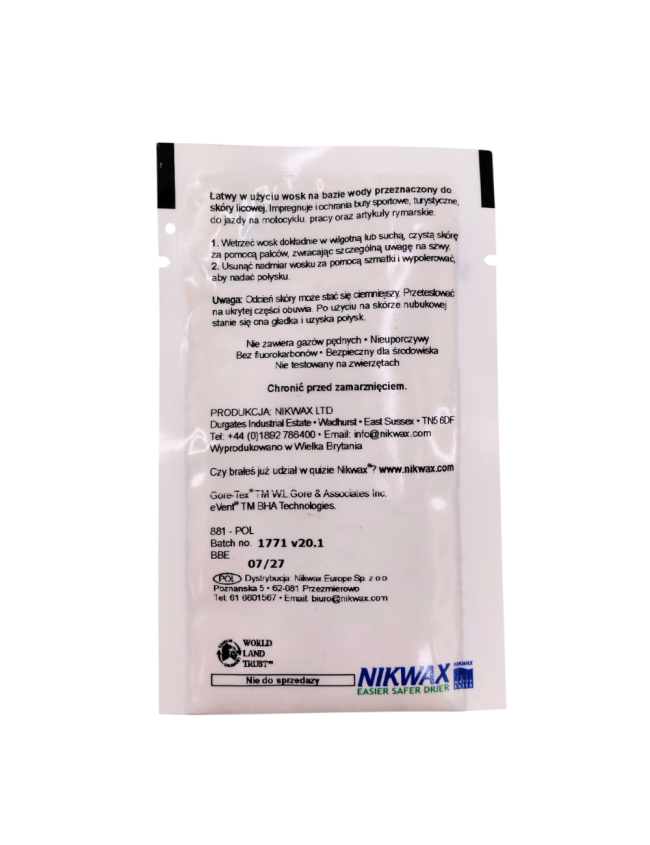 Wosk impregnujący do skóry licowej Nikwax 15ml