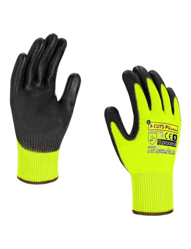 Rękawice antyprzecięciowe X-CUT5 PU YELLOW