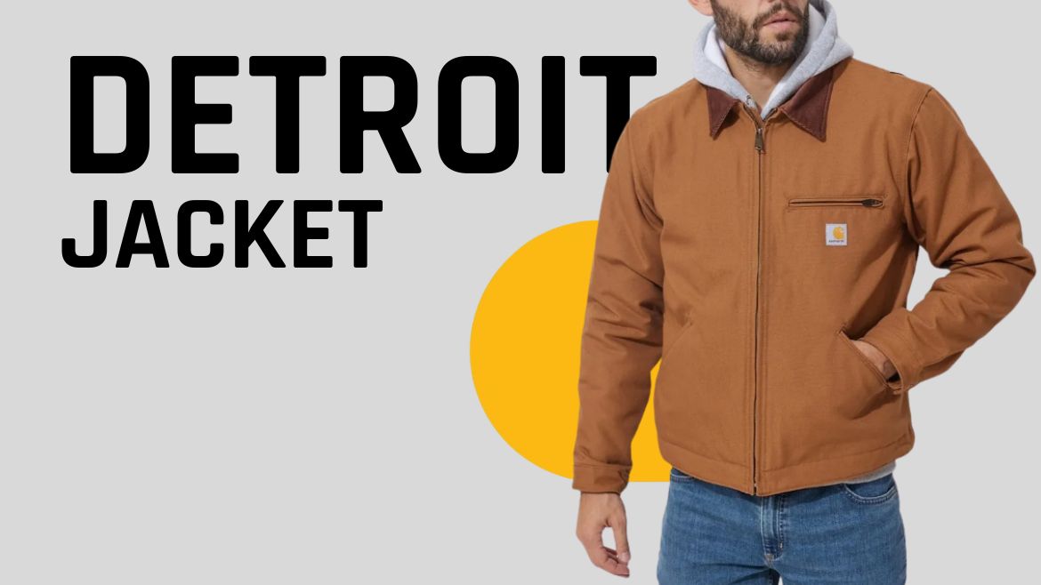 model wearing a Carhartt Detroit jacket